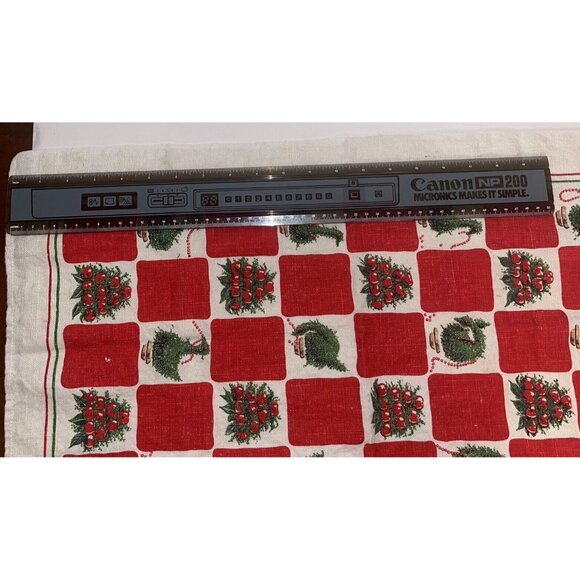 Vintage Christmas Tea Towel Colonial Williamsburg Red & Green Linen 1990s - Picture 9 of 10
